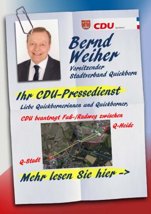 CDU-Fraktion beantragt Planung einer Fuß- und Radwegeverbindung